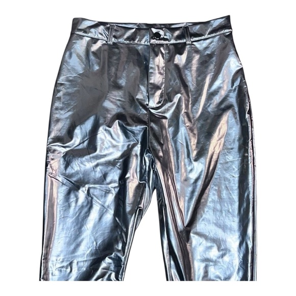 Vintage Festival Silver Metallic High Mid Waisted Drag Lamè Jeans Pants Sz 28 - Picture 1 of 8